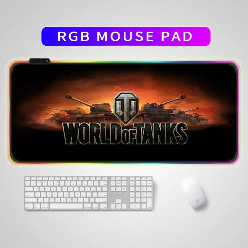 

RGB Anime World of Tanks Mouse Pad Large Computer Keyboard Mouse Mats LED Gaming Accessories Mousepad CS GO LOL Gamer Mausepad