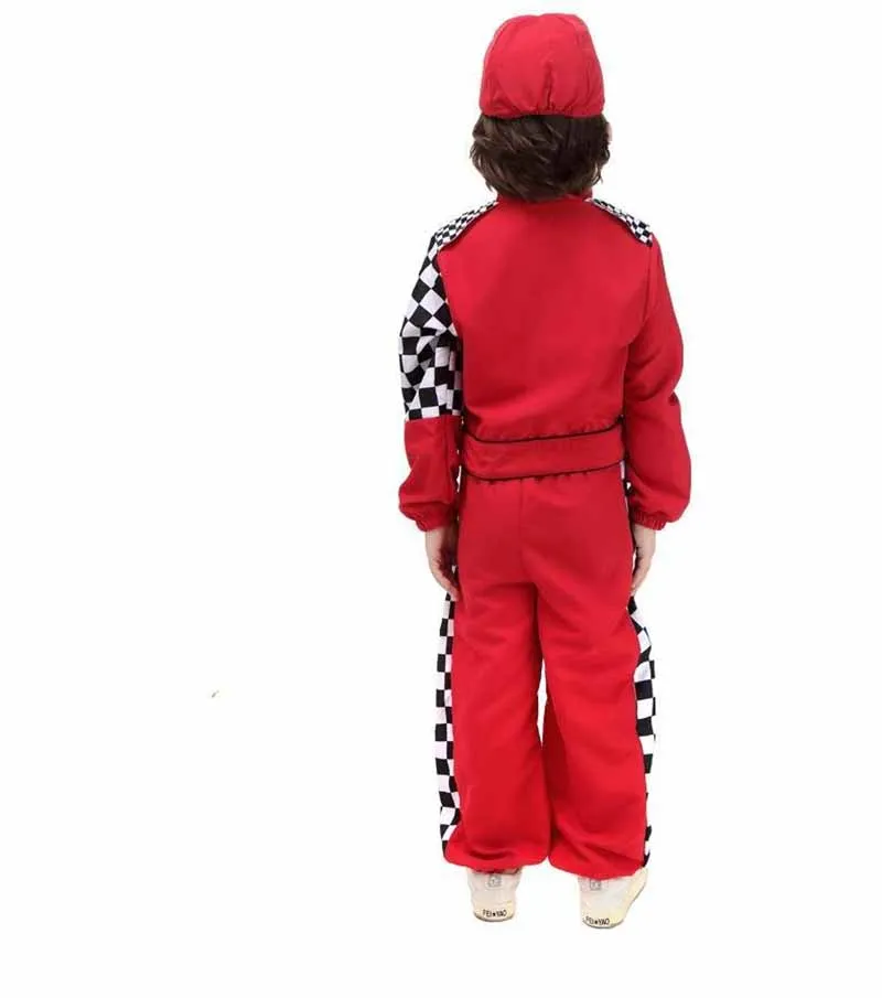 Kids Jongens Halloween Racer Cosplay Rode Raceauto Driver Uniform Kinderen Racing Driver Kostuum Fancy Dress Masquerade Kostuum