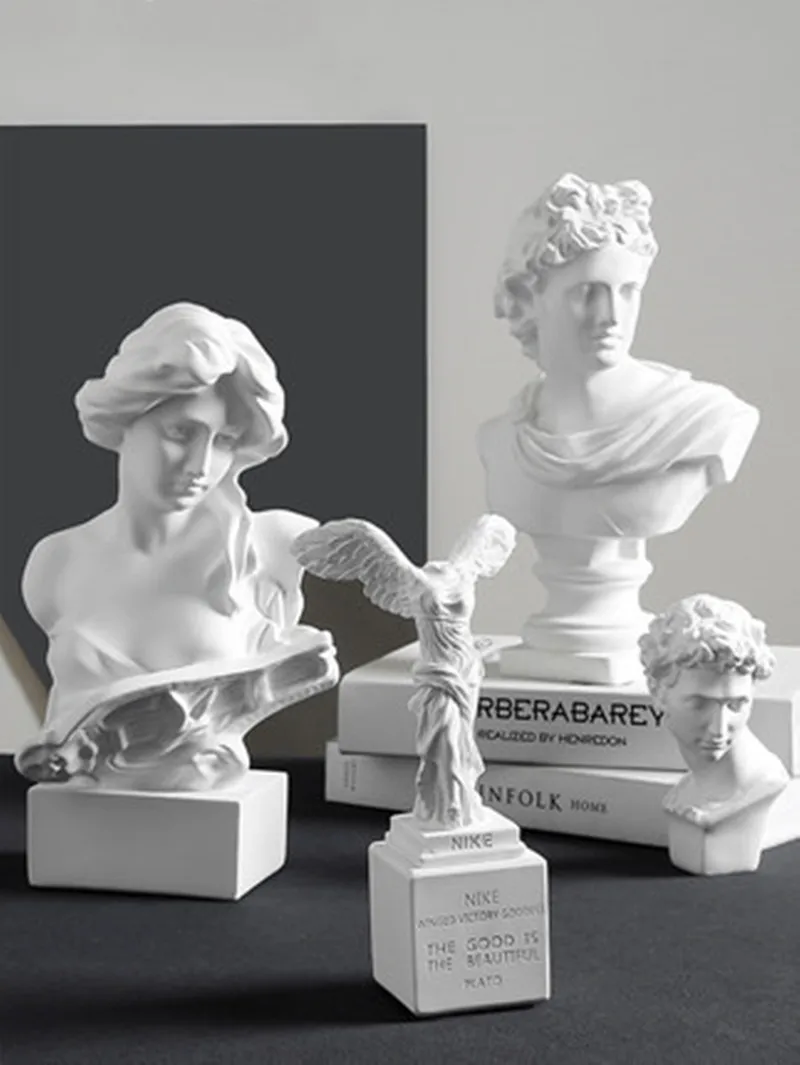 Nordic David Character Sculpture Plaster Resin Art Statue for Wine Cabinet Home Living Room Decorative Sketch Facial Design