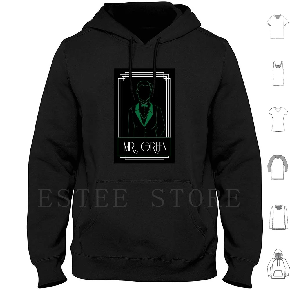 Mr. Green Sweat à capuche manches longues Clue Mr Green Green Art Années 1920 Clue Game Green Mr