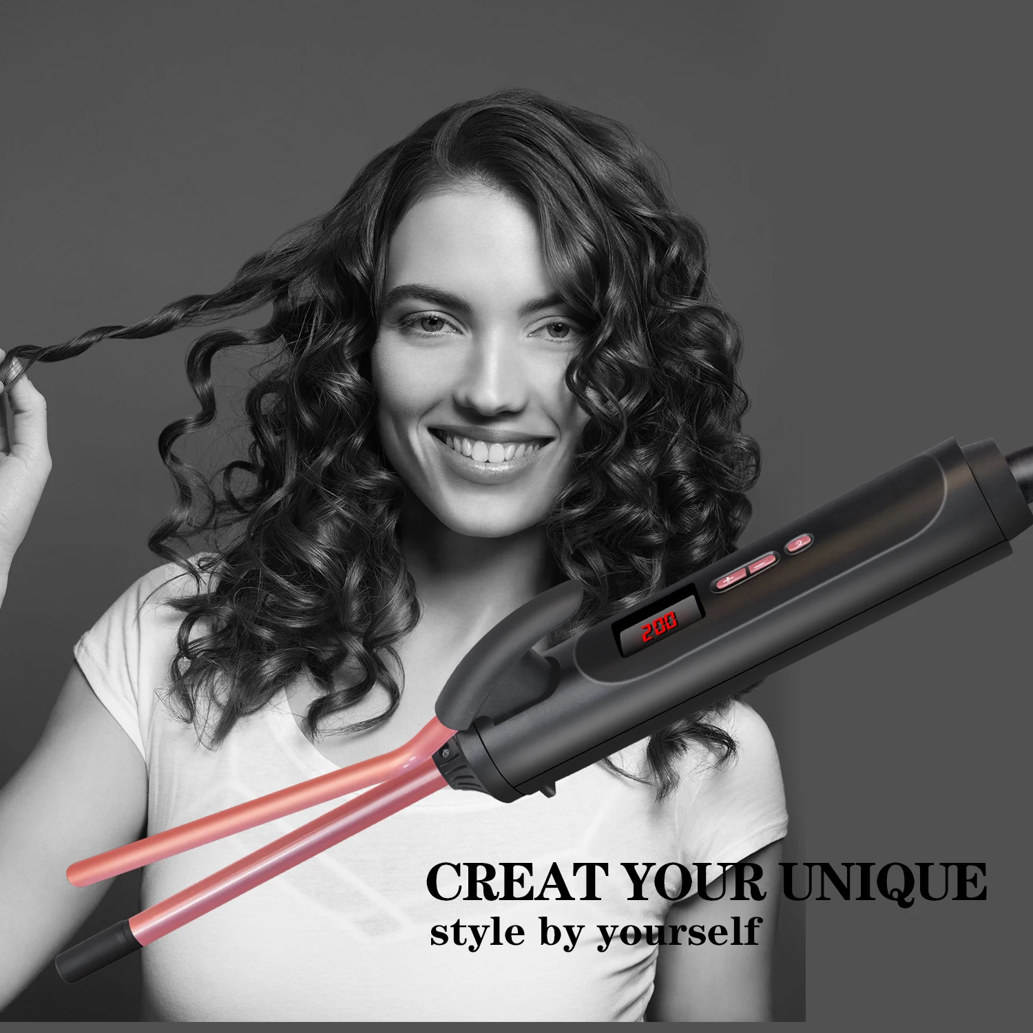 3/8 Inch Small Rotating Curling Iron 9mm Spin Curler Barrel Thin Wand Hair Curl for Mens Short Hair Ceramic Man Hair Waver