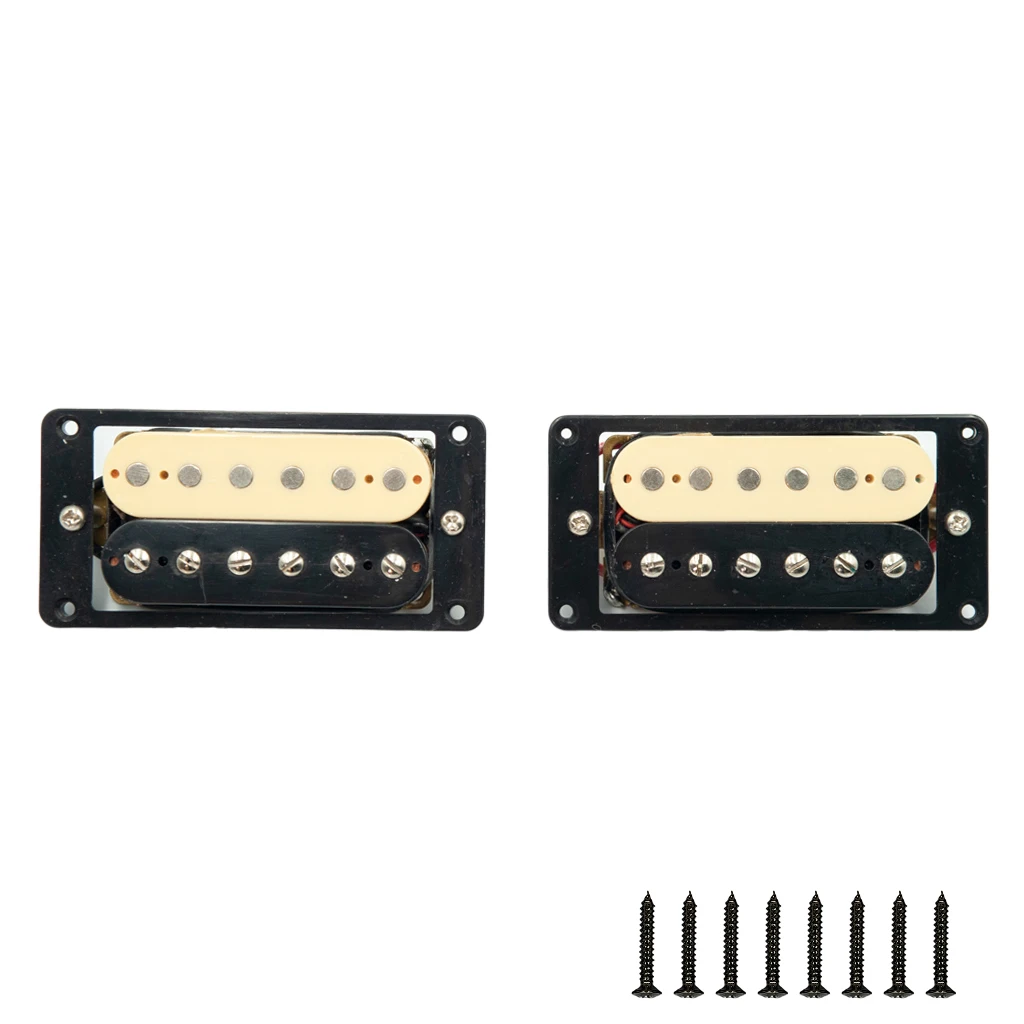 

2 Pcs Guitar Pickups Double Coil Pickups Set Black Cream Humbucker For Electric Guitar Pickup Neck Bridge Set W/ Black Frame