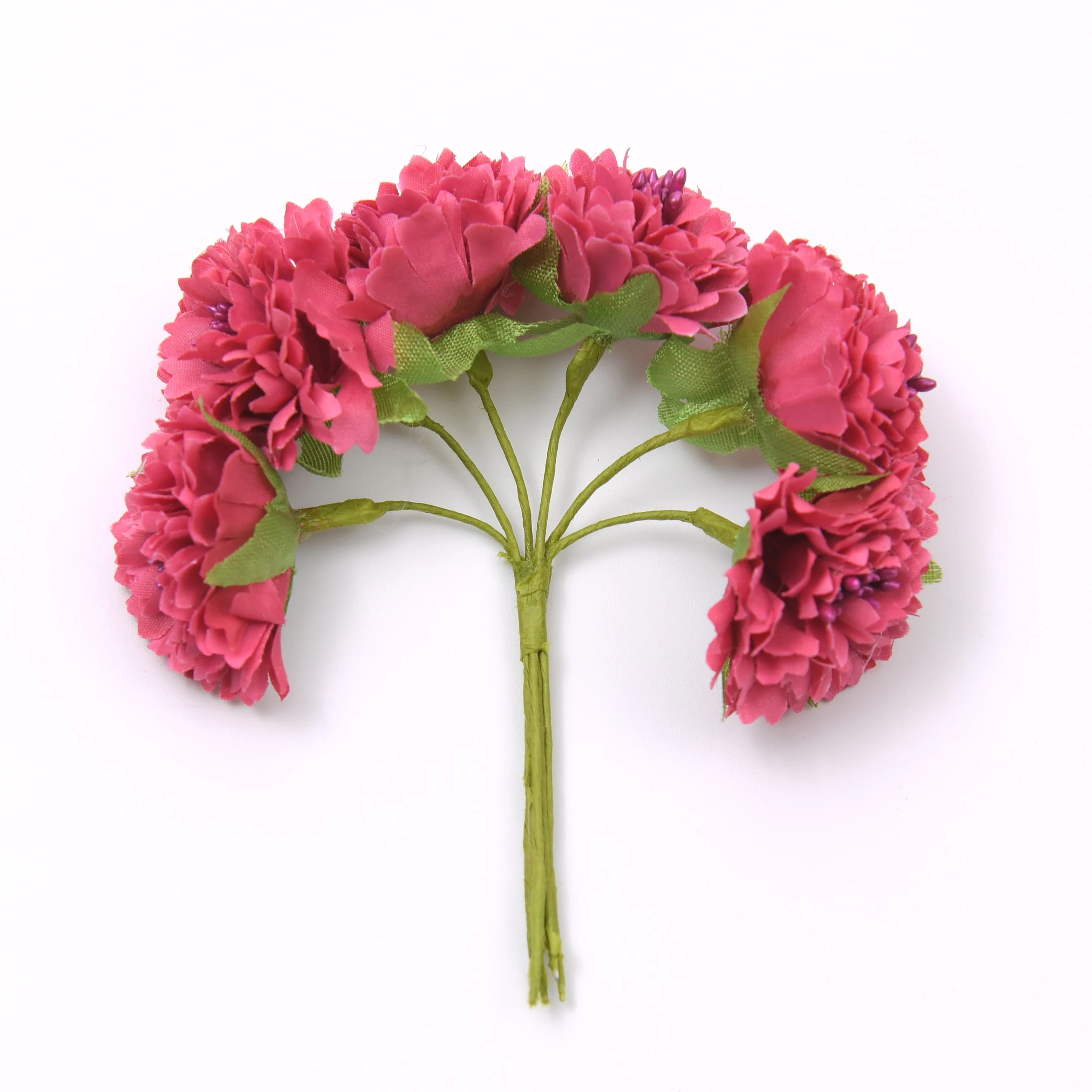 6pcs/Lot Mini Carnation Bouquet  Artificial Silk Flowers For Wedding Decoration DIY Scrapbooking Wreath Gift Craft Fake Flower