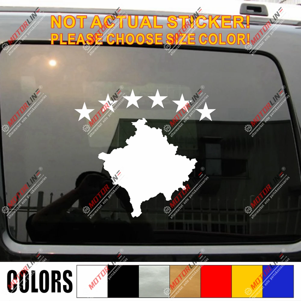 Kosovo Flag Map Stars Decal Sticker Car Vinyl pick size color no bkgrd die cut