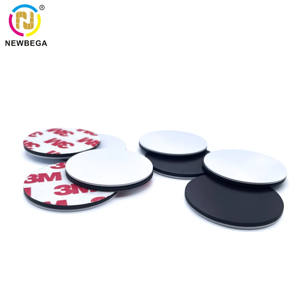 13.56mhz F08(Fudan S50) Chip PVC Coin Card with 3M Adhesive Anti-metal Dia 30mm ISO14443A Rfid Smart Sticker Tags