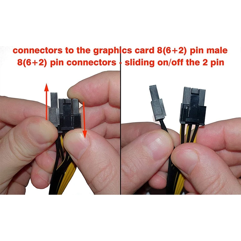 Cabo adaptador de alimentação, pci-e 8 pin macho para dual 8 pin (6 + 2) macho pci express, cabo de alimentação modular evga, 60cm + 20cm