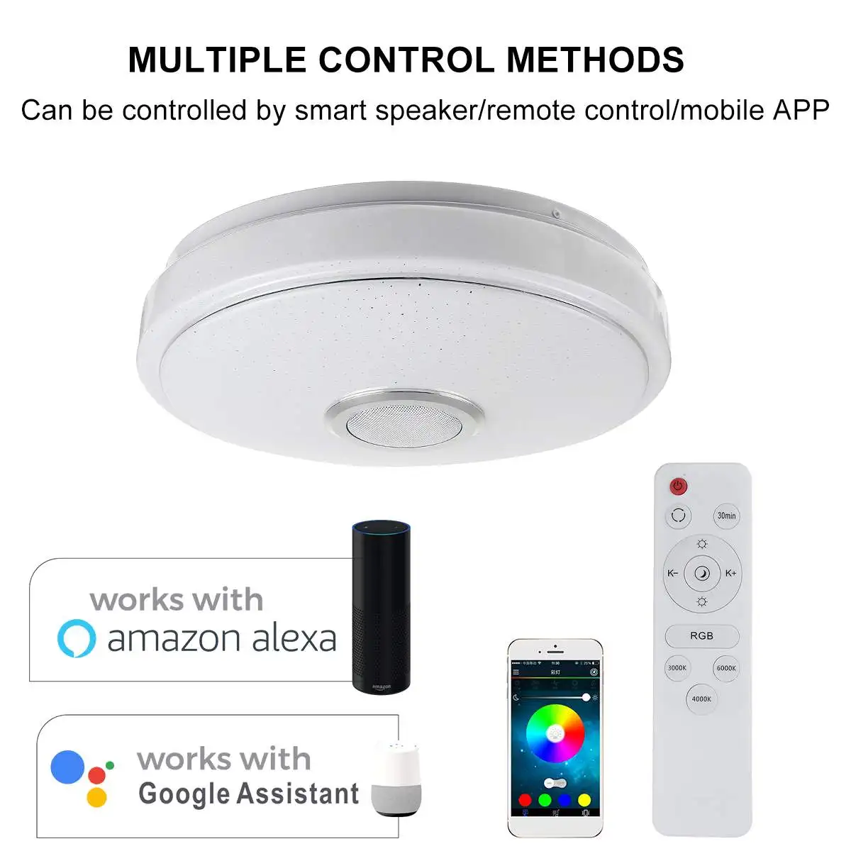 200W WiFi Modern RGB LED Ceiling Light Home Lighting APP bluetooth Music Light Bedroom Smart Ceiling Lamp With Remote Control