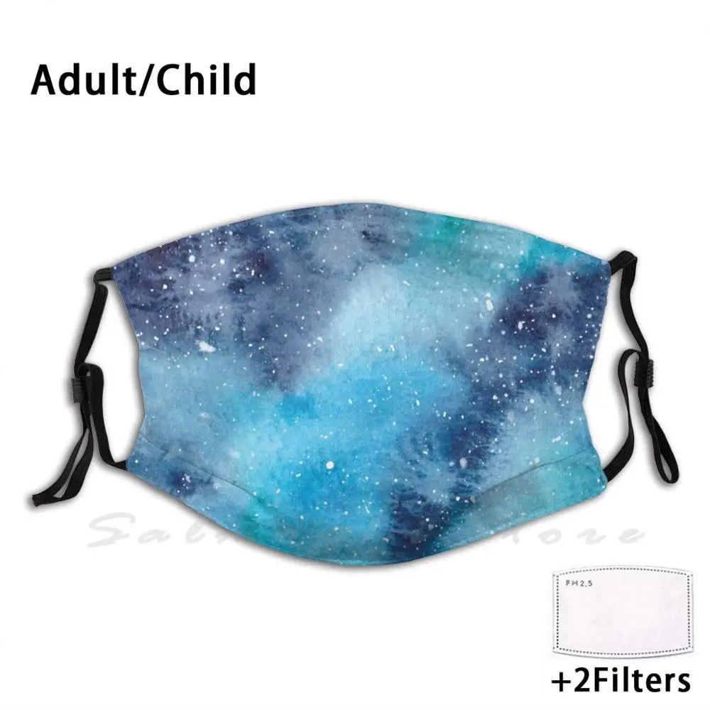 Acquerello Galaxy divertente stampa riutilizzabile Pm2.5 filtro maschera per il viso acquerello Galaxy Stars cielo cielo notturno universo spaziale