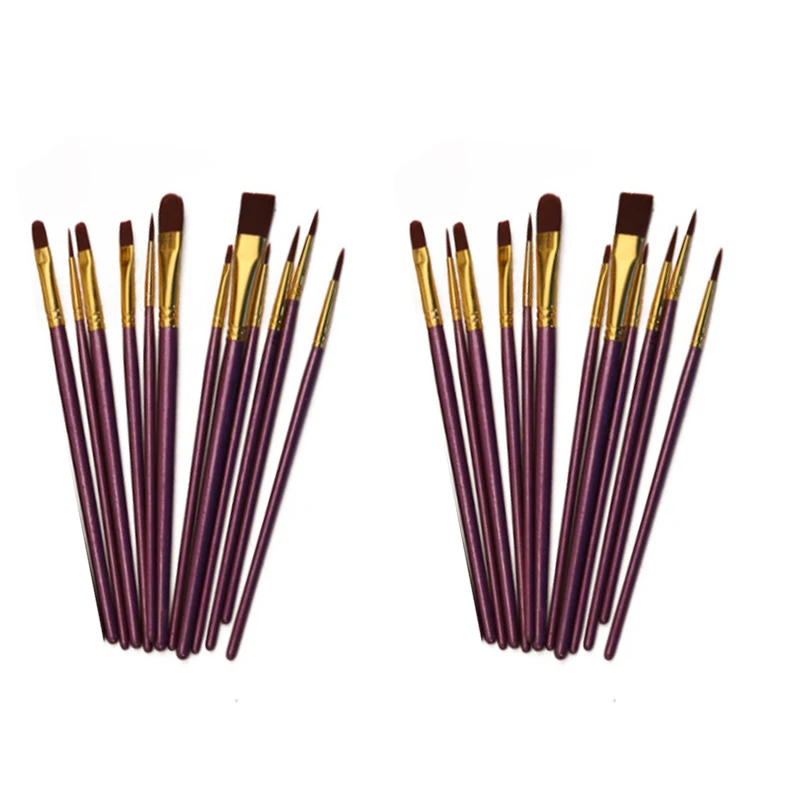 50pcs/Set High Quality Nylon Hair Oil Paint Brush Set Flat Brush Acrylic DIY Drawing Pen for Artists Painters Beginners Students