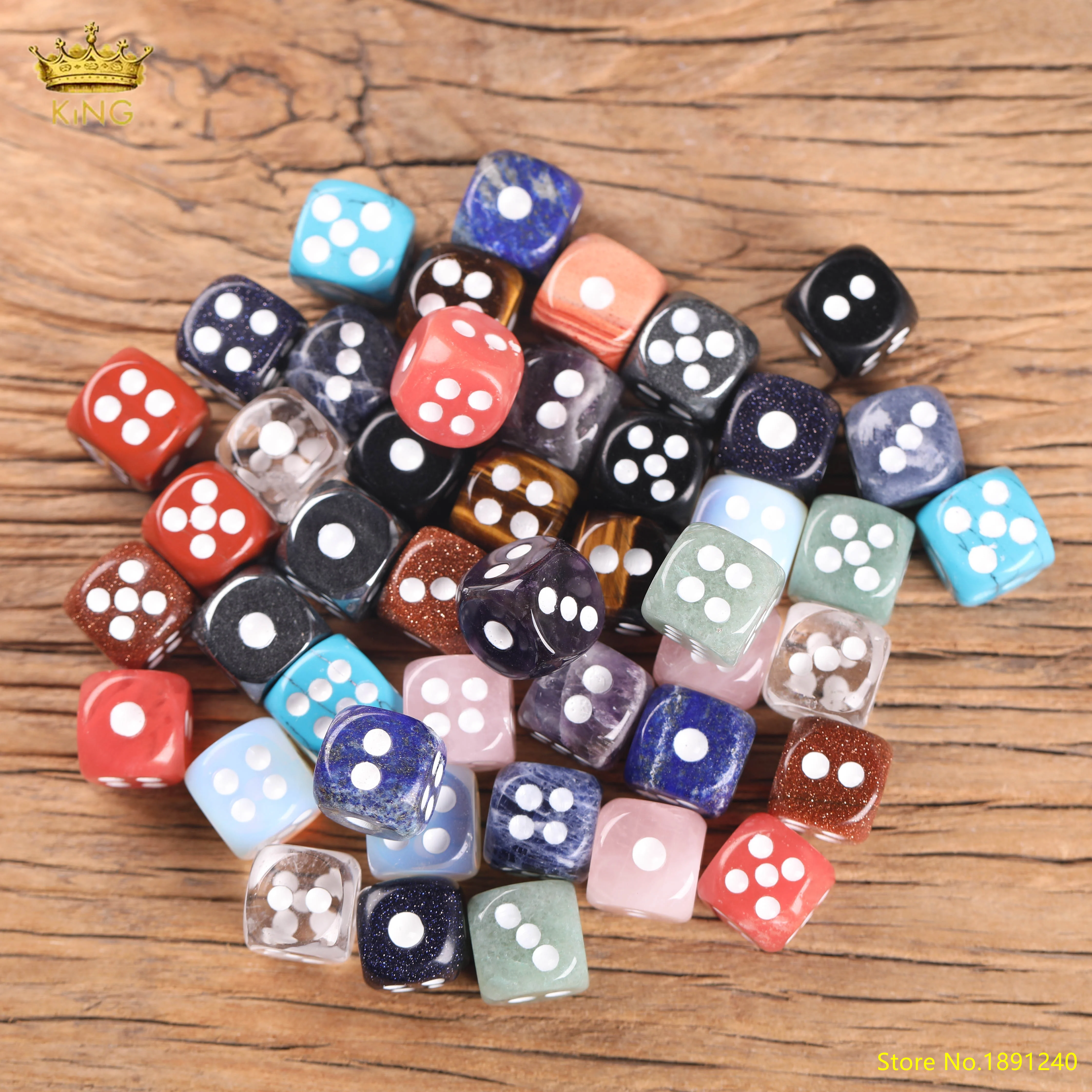 King 15mm Dice Wholesale Natural Gem Crystal Reiki Healing Unique 6-Sided Stone Carving D6 Entertainment Collection