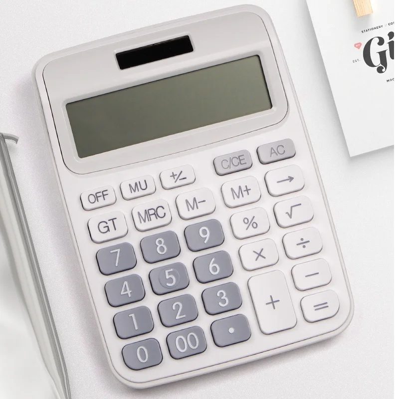 12Digit Desk Calculator Large Buttons Financial Business Accounting Tool Battery And Solar Power School Office Small Supplies