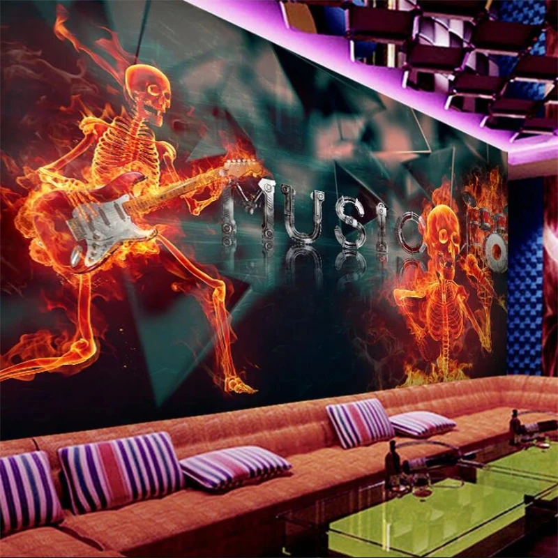 

wellyu Papel de parede Customized large murals fashion home improvement music flame bar ktv3D background wall wallpaper