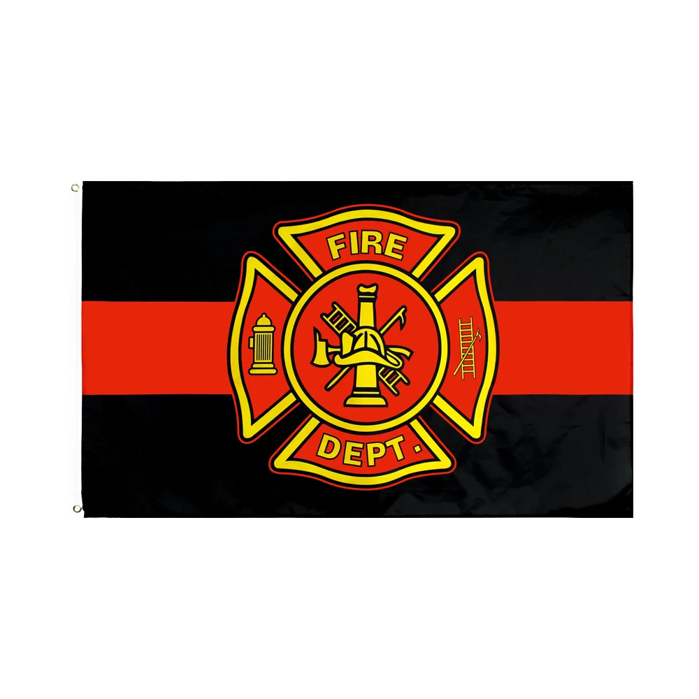 PIRATE  90*150cm red line fire department dept Flag For Decoration