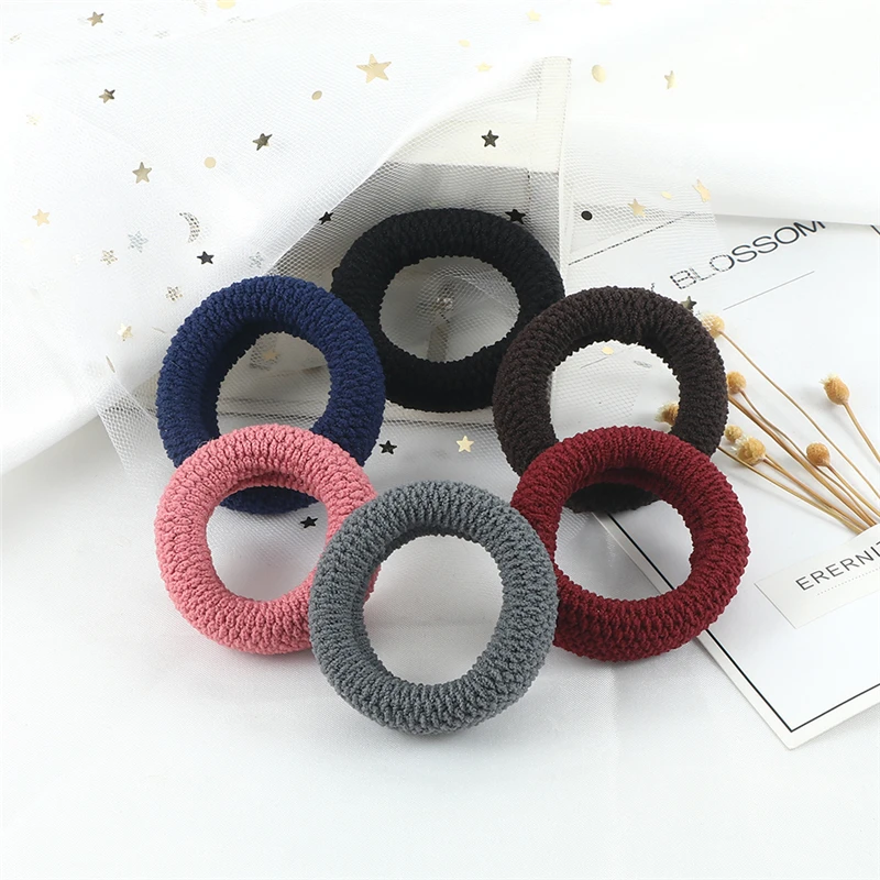 6Pcs Basic Simple Hair Bands Solid Color Seamless Wide Rubber Band for Women Girl High Elastic Scrunchie Hair Accessories Holder