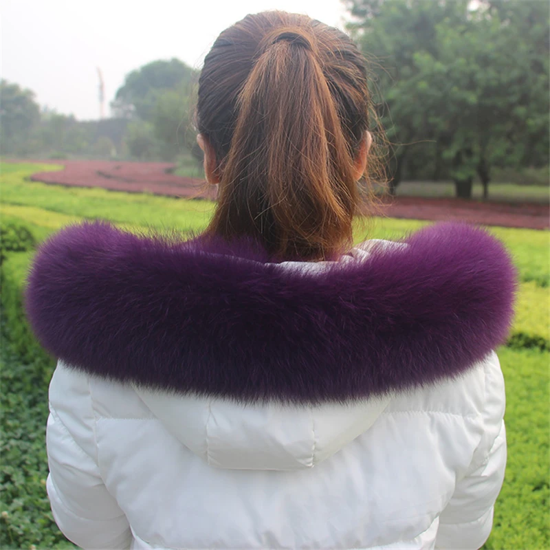 Genuine Winter Real Fox Fur Scarf Natural Fur Collar Women Coat Detachable Trim Straight Scarves Luxury Keep Warm Shawl Female