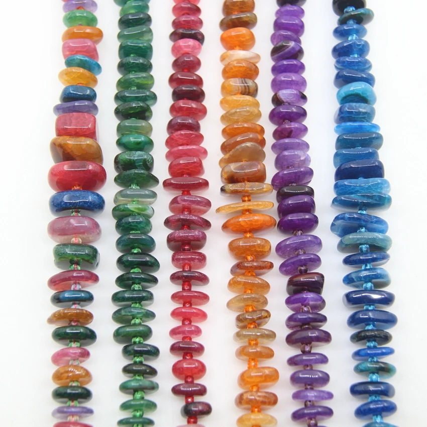 Mix color Crack Agates Graduate Faceted Slice Tyre Beads, Colourful Natural Dragon Veins Onxy Stone Gems Slab Jewelry Making