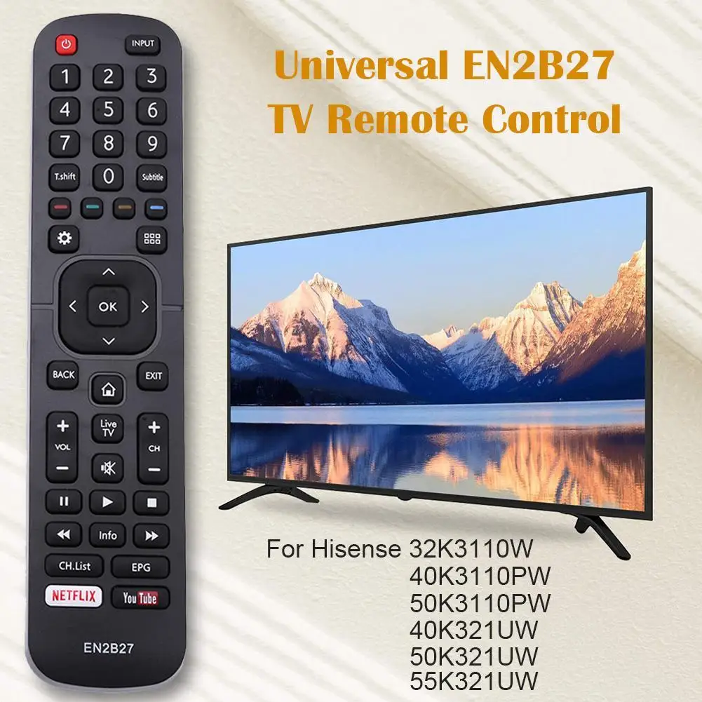 For Hisense Universal EN2B27 TV Smart Black Remote Control Replacement 32K3110W 40K3110PW 50K3110PW 40K321UW 50K321UW 55K321UW