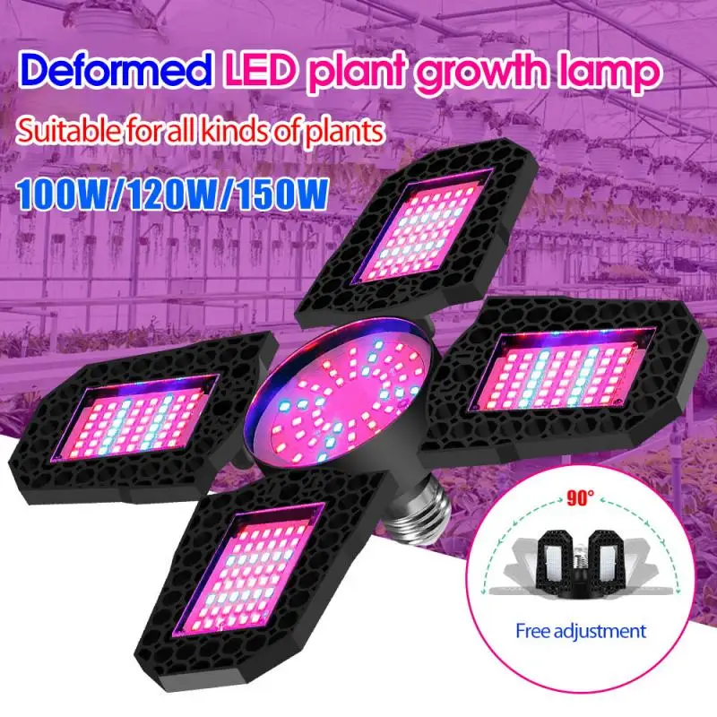 Folding LED Phyto Lamp E27 100W 120W 150W Full Spectrum Grow Light Horticole Indoor Seedlings Flower Grow Tent Box Waterproof