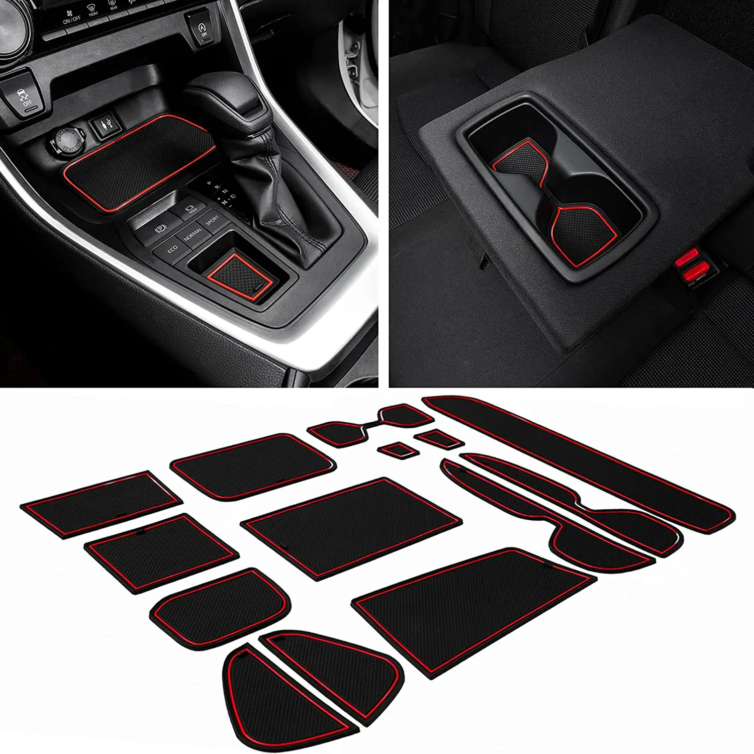 For Toyota RAV4 2019 2020 2021 2022 Car Center Console Anti-Slip Mat Sticker Coasters Door Pads Slot Cup Rubber Rug Accessories