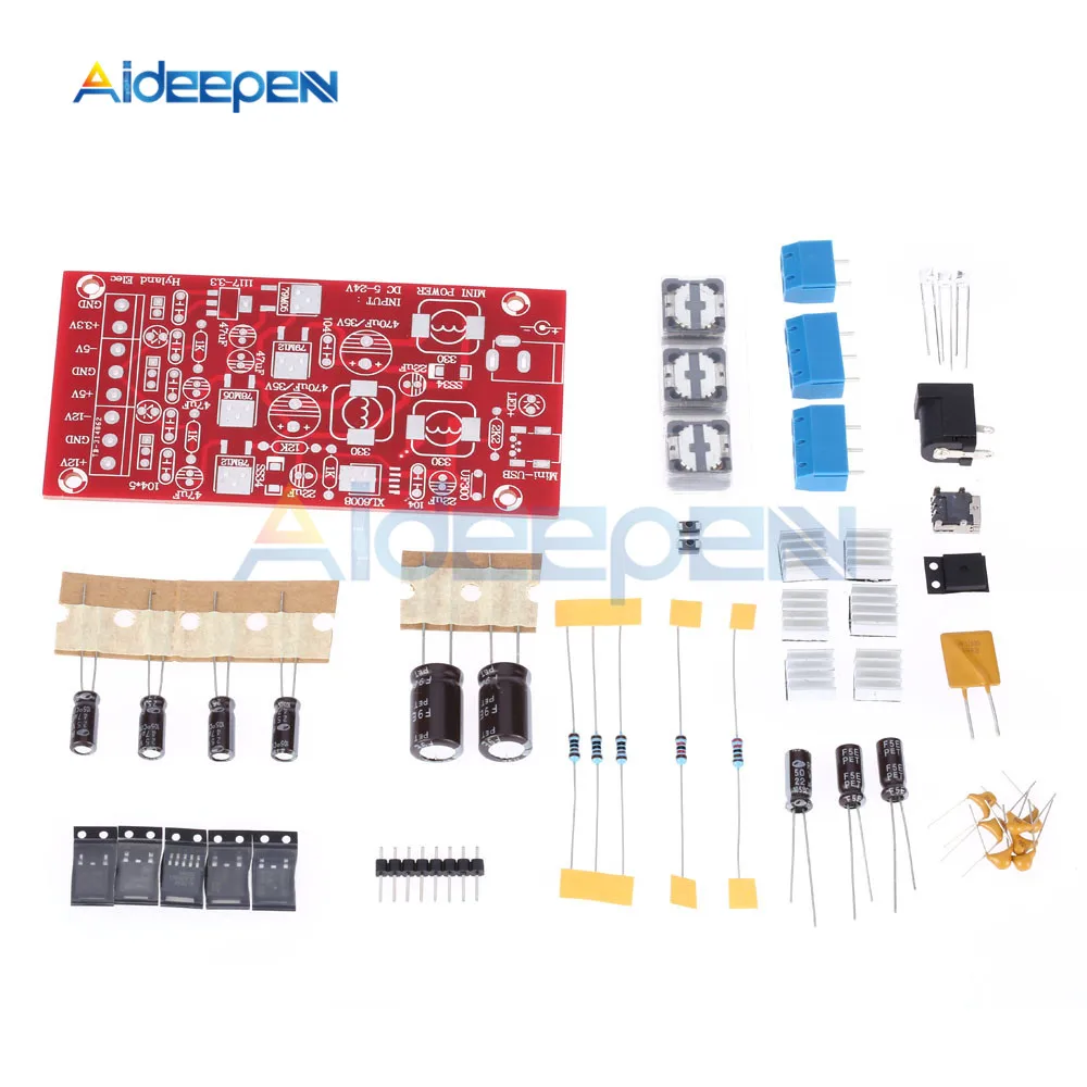 DIY Mini USB Boost Single Turn Dual Module Linear Regulator Multiple Output Power DIY Kit 5-24V to Positive and Negative 12V 5V