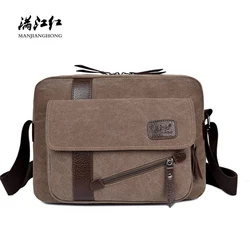 New Vintage Canvas Shoulder Bag Men Fashion Patchwork Leather Men Messenger Bags Casual Crossbody Bags For Men Male Satchel 1294