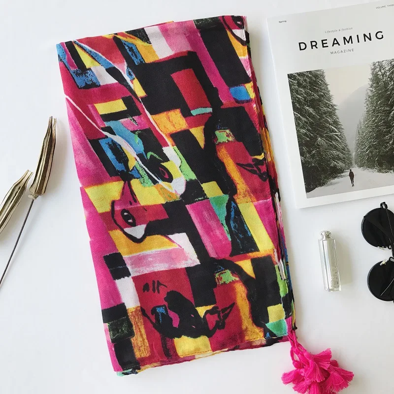 

Women's Fashion African Ethnic Tassel Viscose Shawl Scarf Summer Travel Seaside Holiday Sunscreen Scarves Muslim Hijab Echarpes