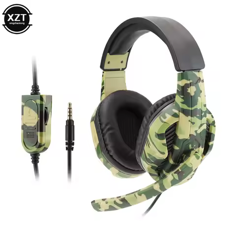 Camouflage Gaming Headset 3.5mm AUX Jack Wired Headphones Gamer Cool Game Headphone With Microphone For PS4 Xbox One PC Phone
