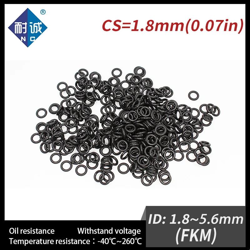 

5PC/lot Rubber Ring Black FKM O ring Seals Thickness 1.8mm ID1.8/3.55/4/4.5/4.87/5/5.15/5.3/5.6mm Rubber O-Rings Fuel Washer