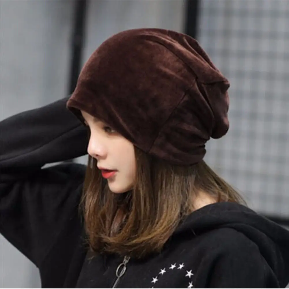 Fashion Winter Hats Women Beanies Men Women Skullies Casual Thick Warm Velvet Beanies Solid Warm Cap Velvet Oversized