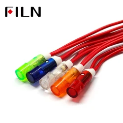 6mm Installation Wired Indicator Light 220v 12v 24v Red Green Yellow White Pilot Signal Lamp 10pcs