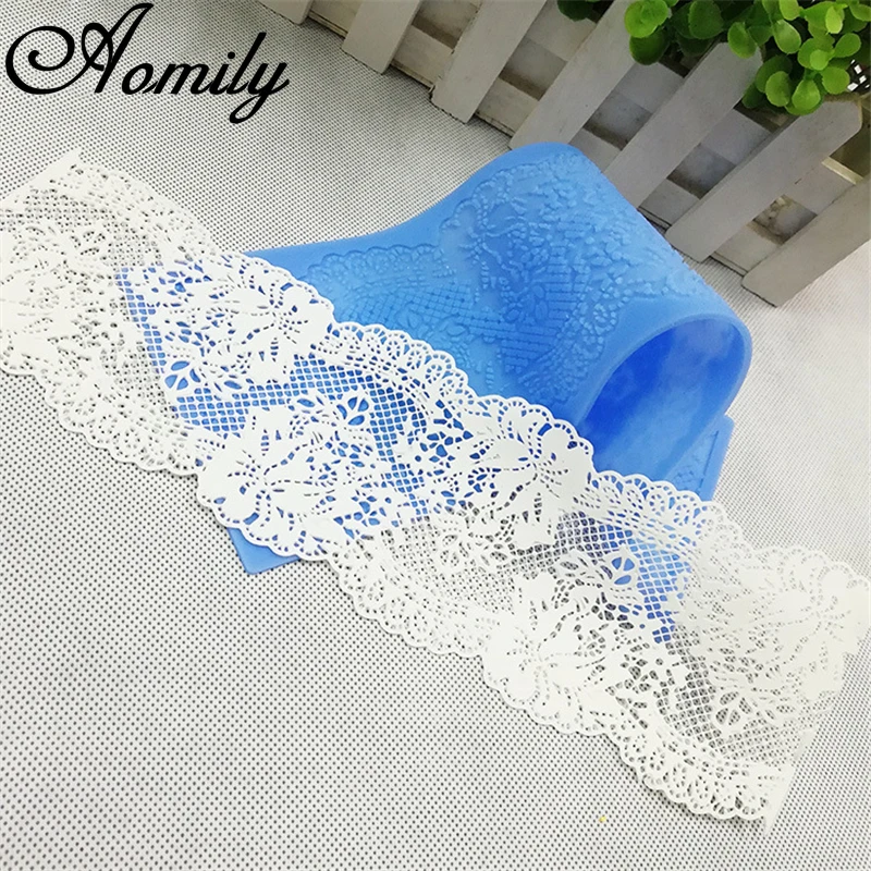 Aomily Flower Lace Mold Cake Border Decoration Accessories Fondant Chocolate Cake Decorating Tools Silicone Mat Baking Mould