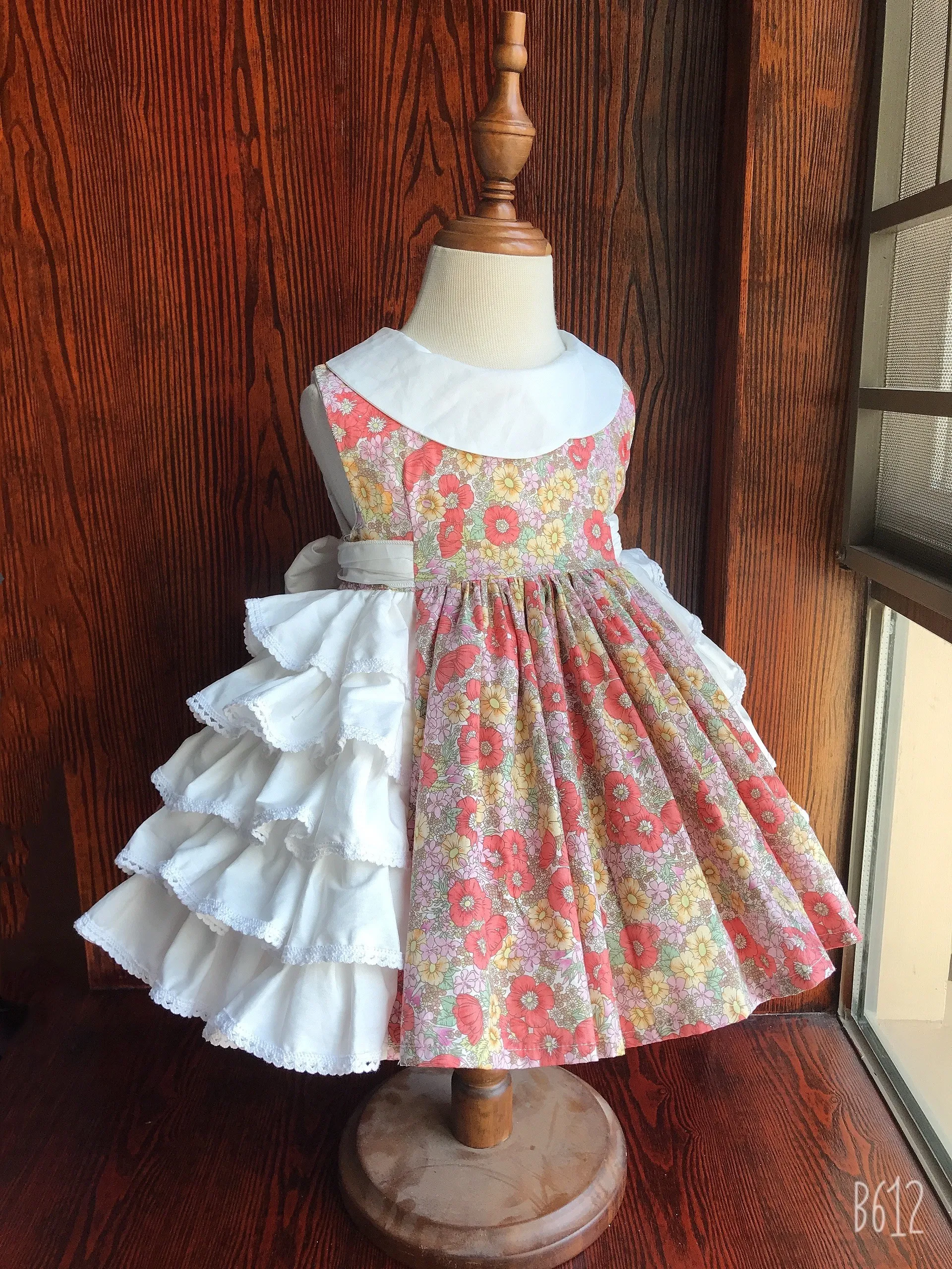 Girl Summer Floral Turkish Spanish Vintage Lolita Ball Gown Princess Dress for Birthday Eid Holiday