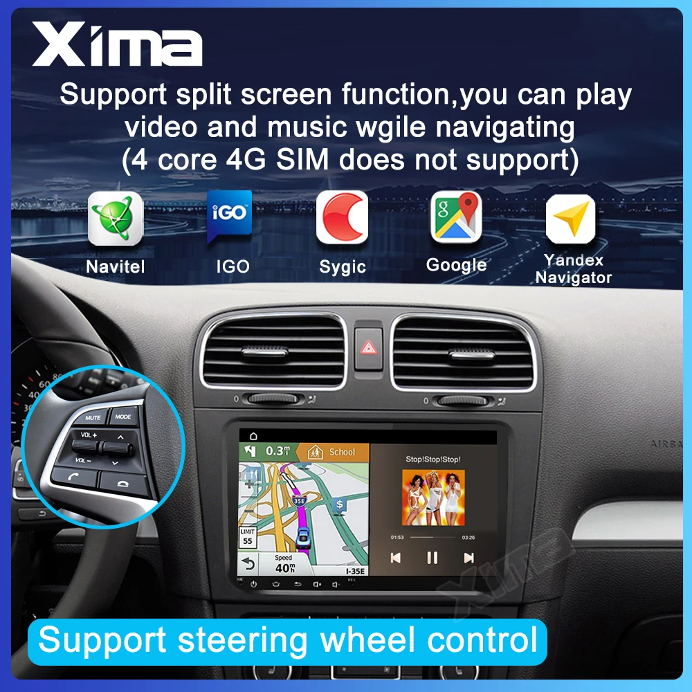 XIM Android10 auto Stereo For VW Volkswagen Golf Polo skoda rapid octavia Tiguan Passat b7 2 Din Car Multimedia Player GPS Radio