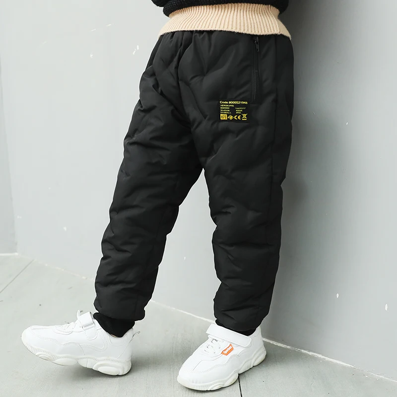 Winter Boys Pants Keep Warm Casual Trousers Windproof Thicken Plus Velvet Cotton Padded Sweatpants 6 8 9 10 11 12 Years Kid Pant