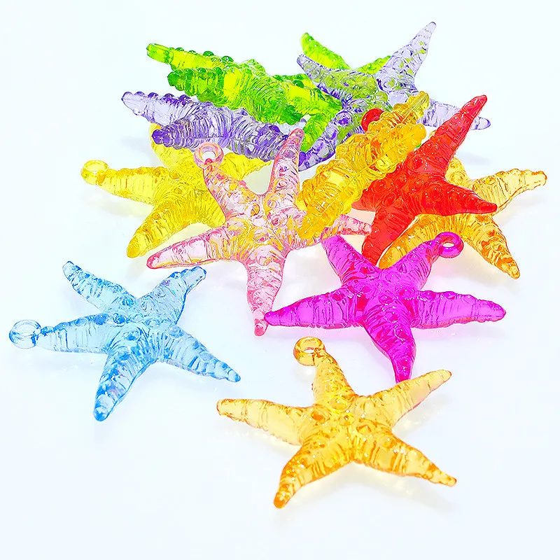 Kawaii Sea Star Necklace Pendants DIY Jewelry Findings Ornament Accessories Cute pLastic Acrylic Earring Charms 38*43mm 140pcs