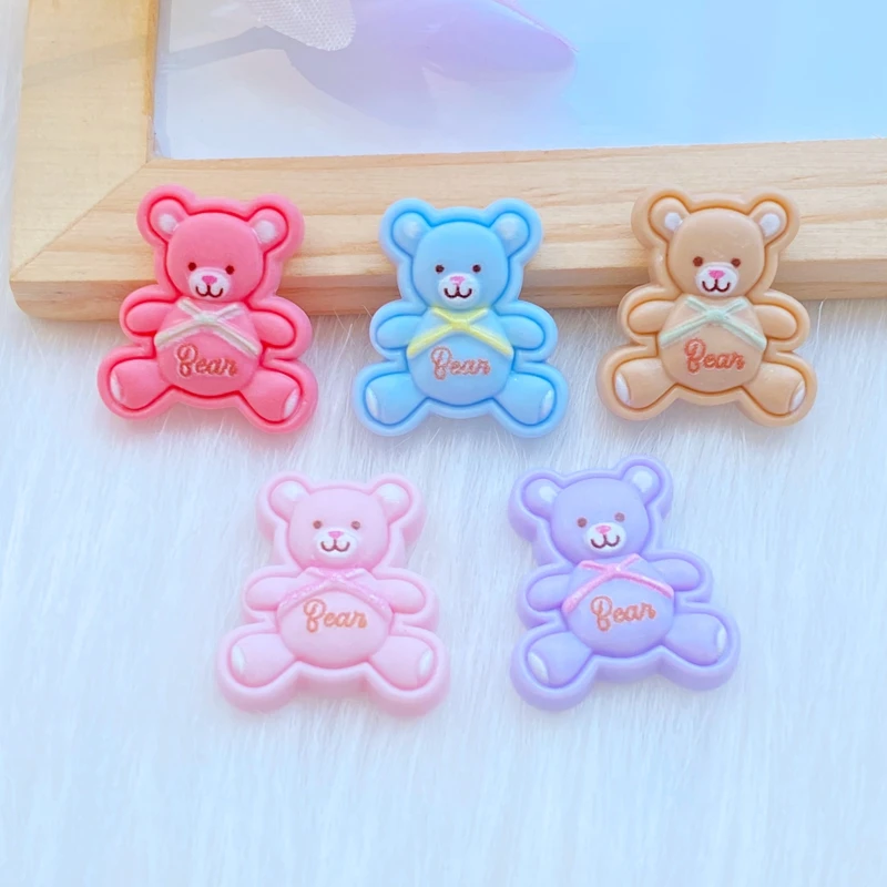 20pcs New Cute Resin Mini Cartoon Bear Flat Back Cabochon Scrapbook Kawaii DIY Embellishments Accessories Q84