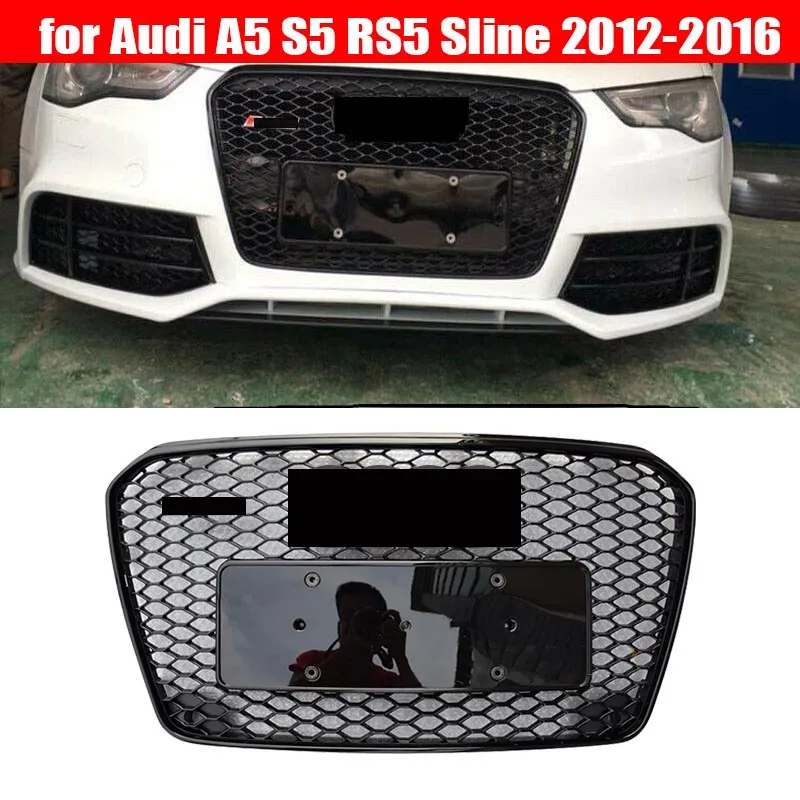 HONEYCOMB SPORT MESH RS5 STYLE HEX GRILLE Front GRILL BLACK FOR AUDI A5/S5 B8 8T 2008 09 10 11 12 13 14 15 16 17 18 19 2020