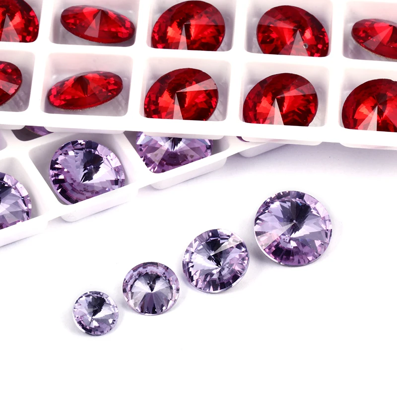 6mm Red Rhinestones K9 Glass Strass Round Rhinestones Crystal AB Color Pointback Rivoli Crystals Jewelry Accessories