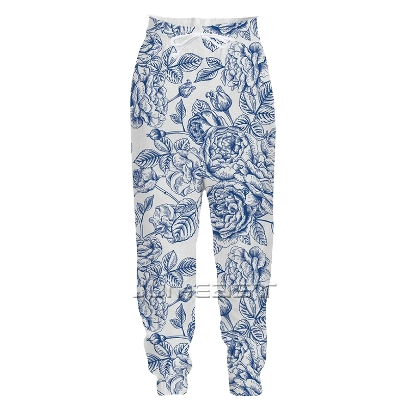 Jumeast Men Women Ink Painting Flowers Oversized Streetwear Harajuku Casual Long Pants Sweatpants Fashion Spring Autumn Trousers