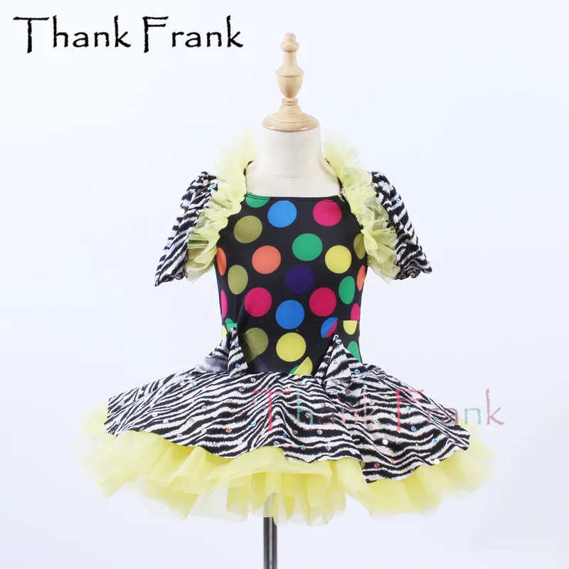 

New Girls Ballet Costume Kids Zebra Pattern Tutu Dress Women Short Sleeve Ballerina Dresses Adult Polka Dots Dance Costumes C694