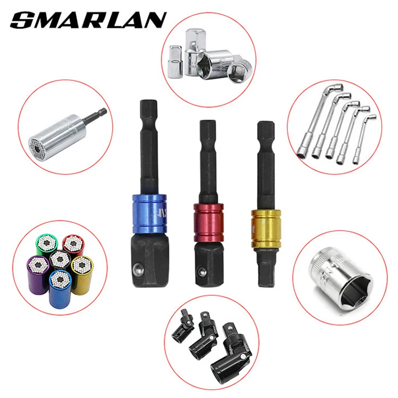 Shank Drill Socket Adapter for Impact Driver with Hex Shank to Square Socket Drill Bits Bar Extension Set 1/4\