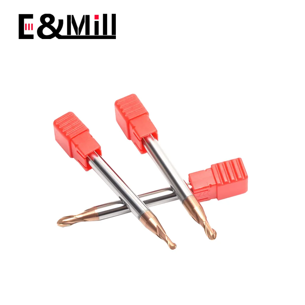 HRC55 2 ขลุ่ยคาร์ไบด์เหล็กทังสเตน Ball End Mill R5 เคลือบรอบหัวทรงกลม End Mill สําหรับ Straight Shank เหล็ก 1-20 มม.เครื่องมือ