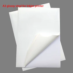 A3 Blank Waterproof Sticker Paper GLOSSY White Vinyl Label SPECIAL for Inkjet Printer