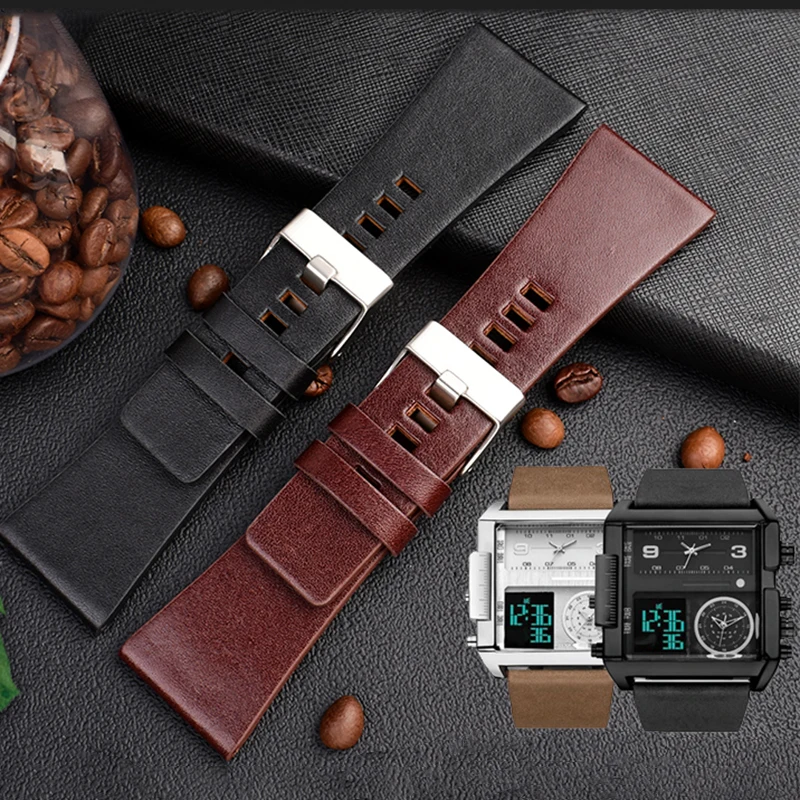 Men\'s large wristband for police feike Diesel dz7396dz1206dz1399dz1405 leather watchband 22 24 26 28 30mm 32mm Leather strap