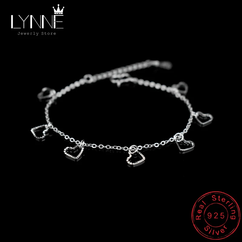 New Fashion Heart Pendant Bracelets Hand Chain Bohemia 925 Sterling Silver Hollow Heart Charm Bracelet Women&Girl Jewelry Gift