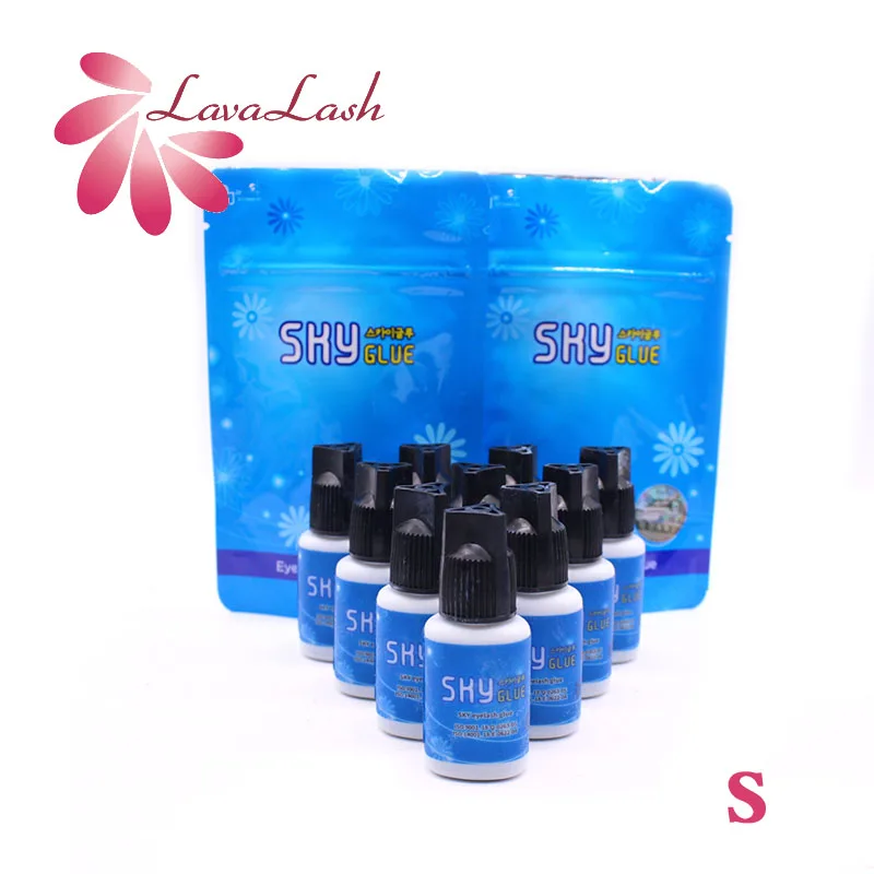 10 Bottles SKY Glue Eyelash Extensions Original Black Cap Beauty Shop Makeups Tools Korea Lasting Wholesale 5ml With Sealed Bag