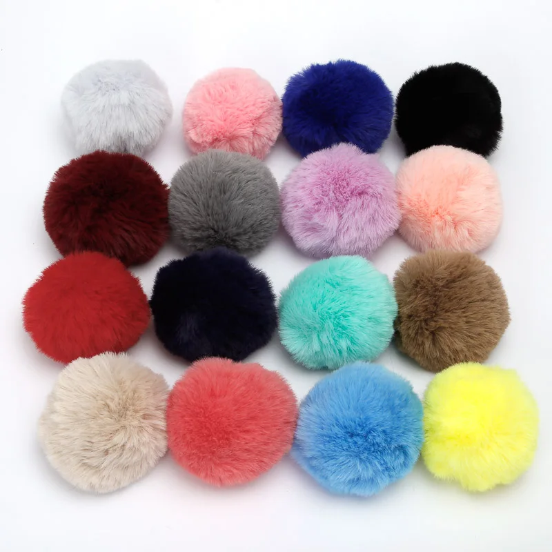 1pcs 8cm Fake Rabbit Fur Brand Bag Keychain Pompom Car Keyring Gold color Chains pompons Fake Fox Rabbit Fur Charms Chain