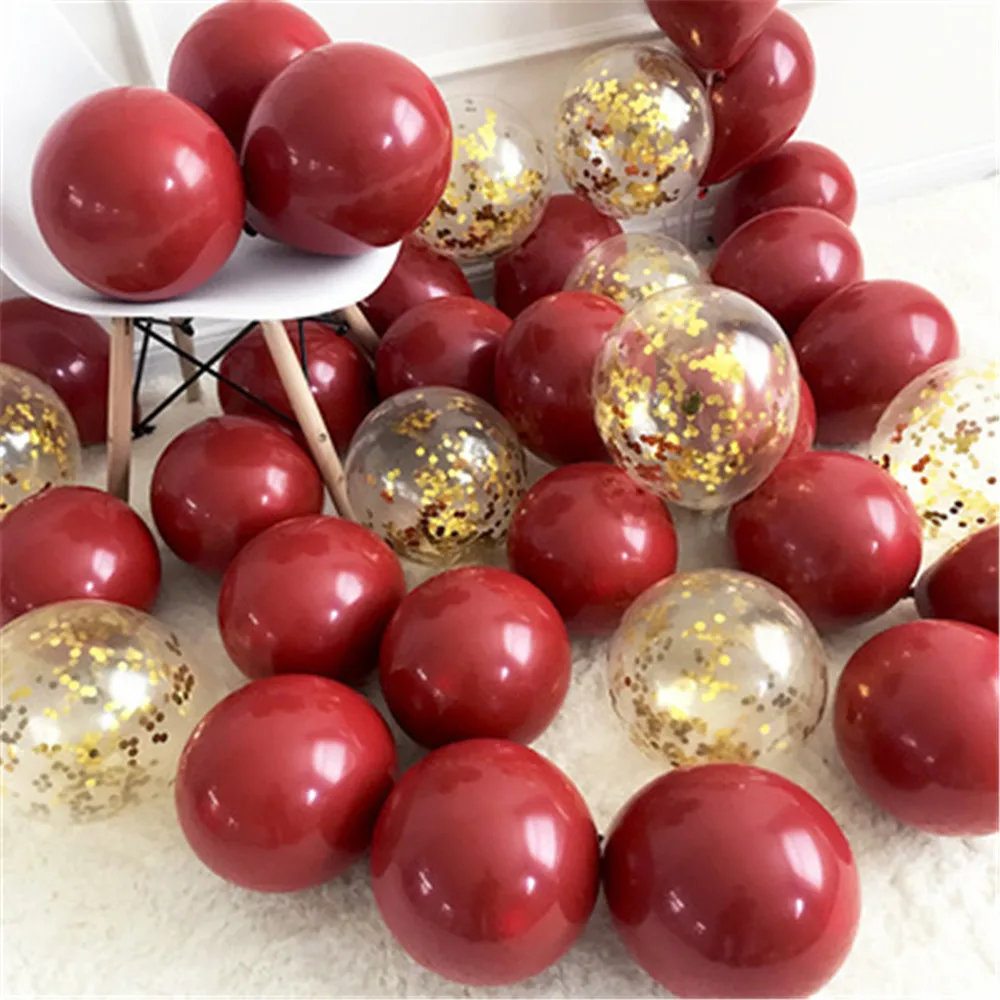 20pcs Ruby Red Balloons Confetti Balloons Sapphire Metallic Golden Balloon for Valentine\'s Day Decoration Wedding Birthday Decor