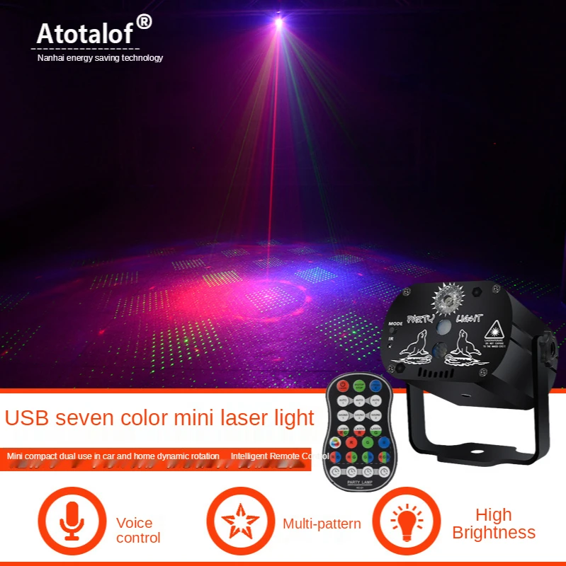 USB Mini Laser Light New Strange Flash LED Romantic Rotating Home Entertainment Lantern Remote Control Stage Light