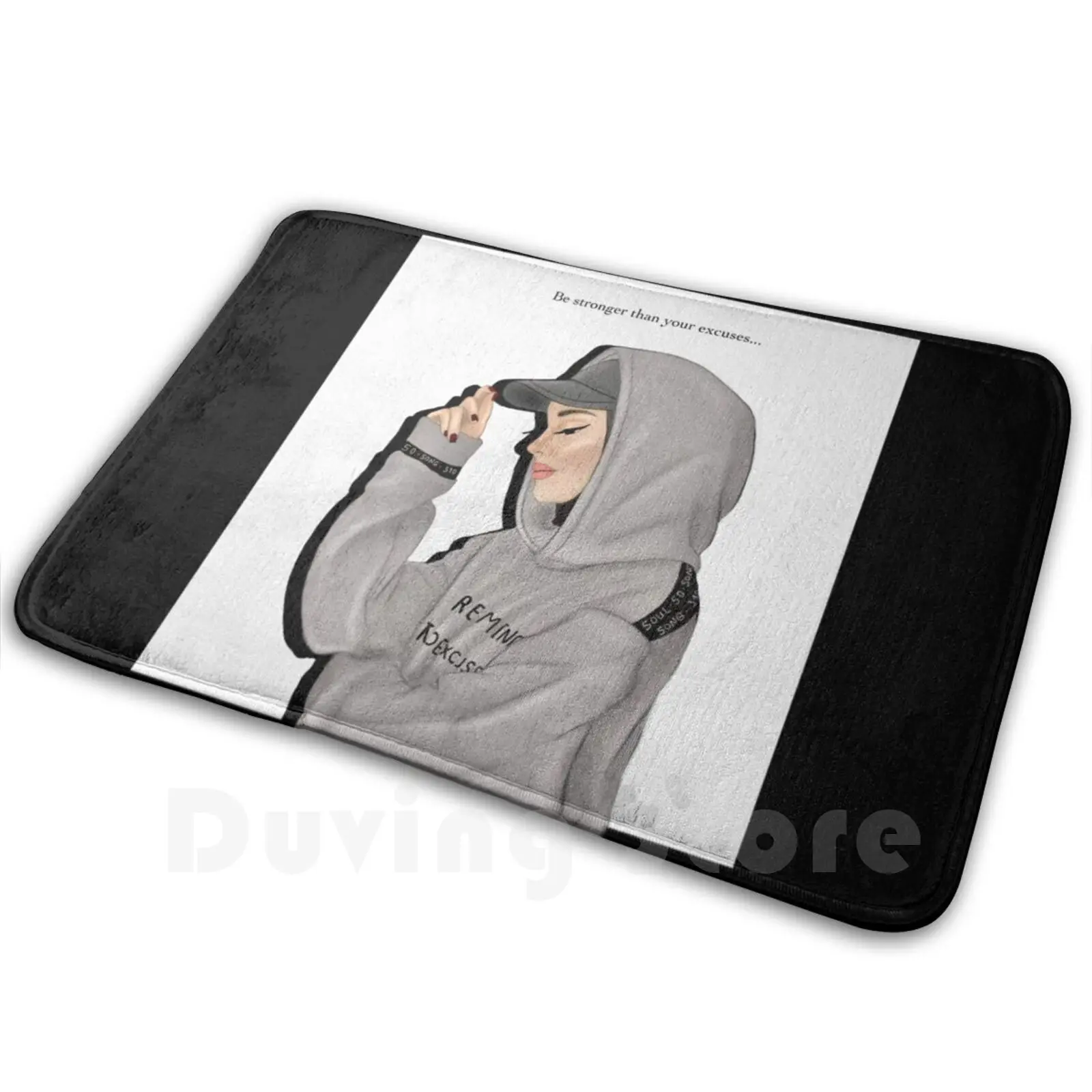 Beautiful Hijab Muslimah Girl Wearing A Cap And Hoodie Drawing Mat Rug Carpet Anti-Slip Floor Mats Bedroom Beautiful Hijab